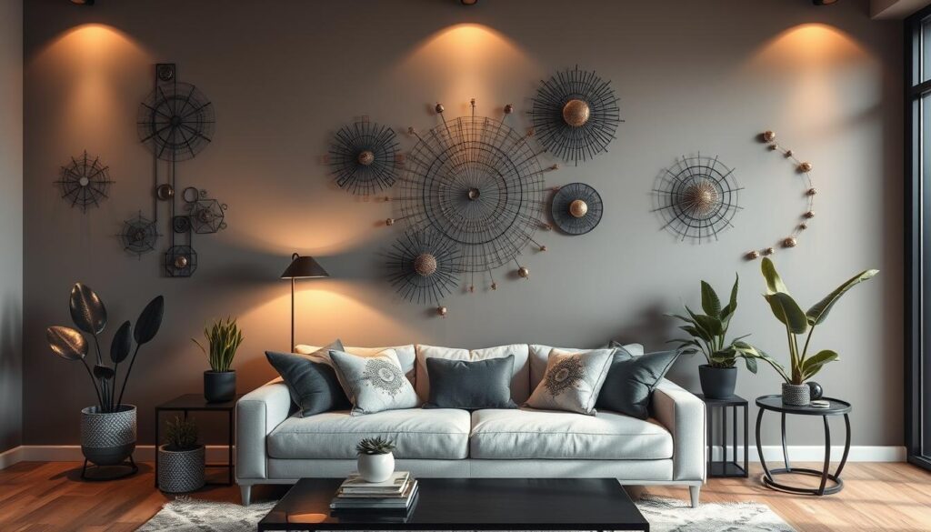 metal wall art in living room