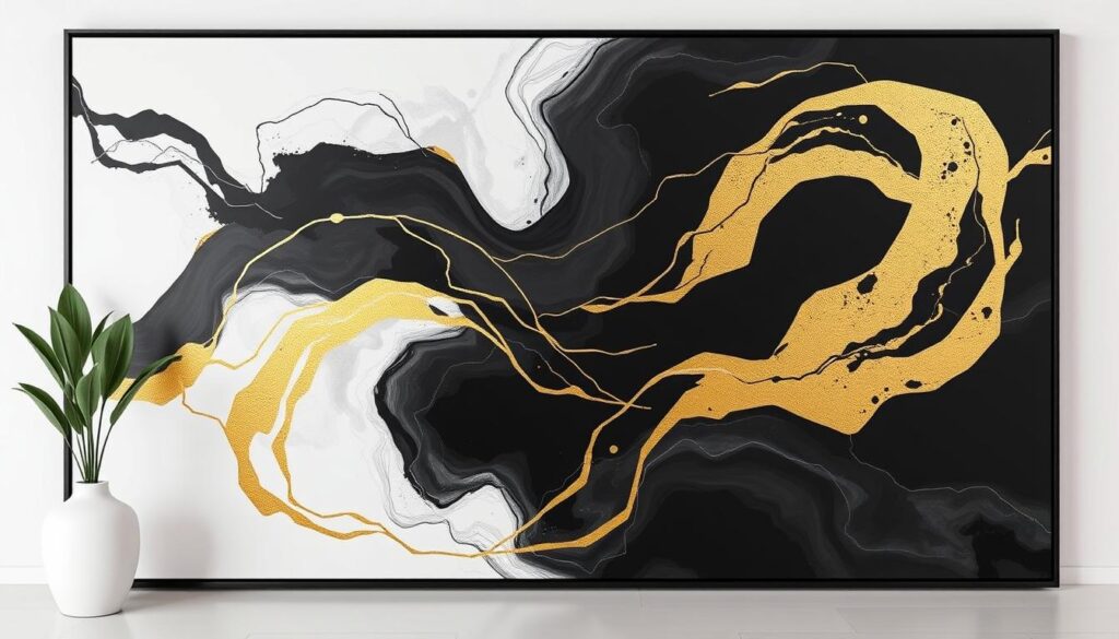 contemporary black and gold art