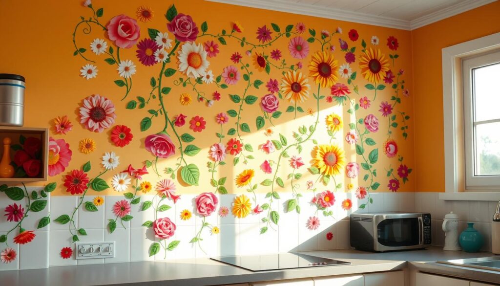 floral accent wall