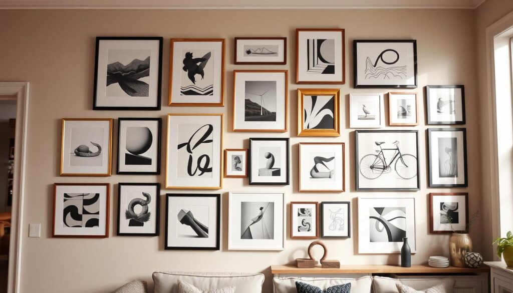 how to hang multiple pieces of art on a wall