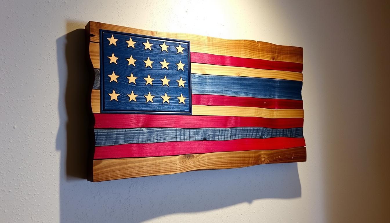 wooden american flag wall art