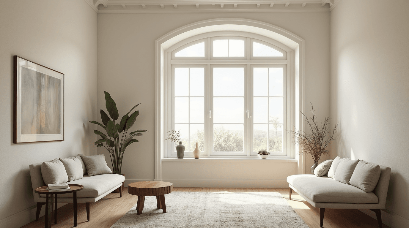 Restored plaster walls in a modern living room.