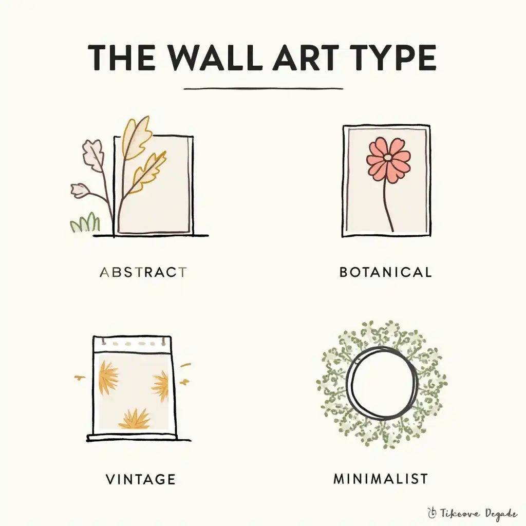 Infographic of wall art types and aesthetic styles.