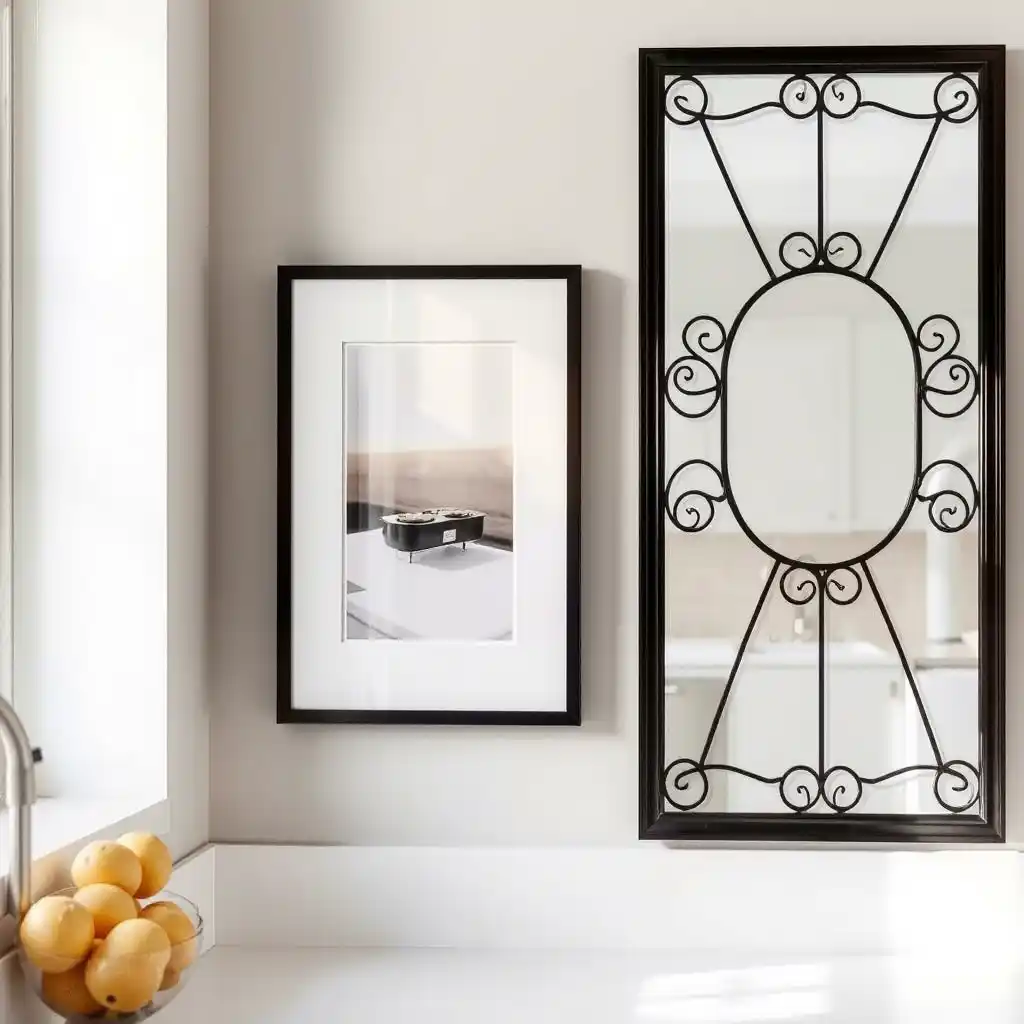 framed art, mirror wall art, kitchen wall decor